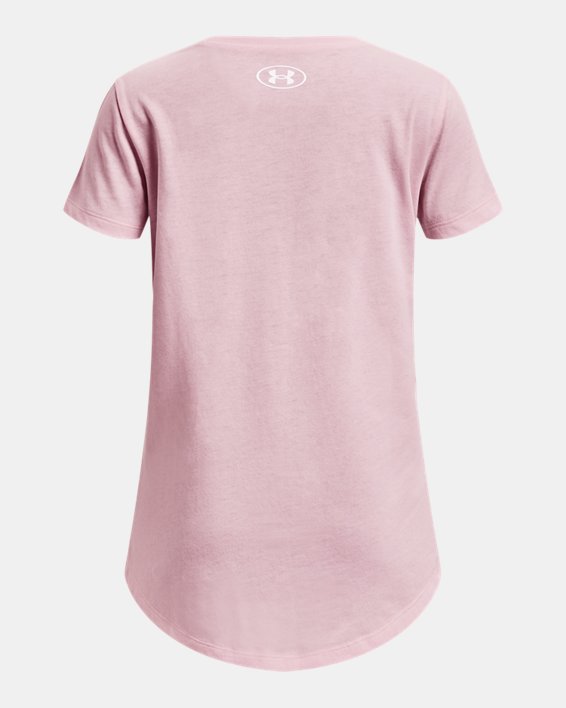 Girls' UA Sportstyle Graphic Short Sleeve in Pink image number 1